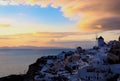 The sunset view point of the landmark view in Oia, Santorini. Image of famous village Oia located at one of Cyclades island of