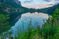 Sunset view of Popradske pleso lake in Slovakia Royalty Free Stock Photo