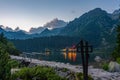 Sunset view of Popradske pleso lake in Slovakia Royalty Free Stock Photo