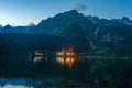 Sunset view of Popradske pleso lake in Slovakia Royalty Free Stock Photo