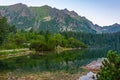 Sunset view of Popradske pleso lake in Slovakia Royalty Free Stock Photo