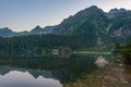 Sunset view of Popradske pleso lake in Slovakia Royalty Free Stock Photo