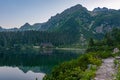 Sunset view of Popradske pleso lake in Slovakia Royalty Free Stock Photo