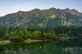 Sunset view of Popradske pleso lake in Slovakia Royalty Free Stock Photo