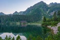 Sunset view of Popradske pleso lake in Slovakia Royalty Free Stock Photo