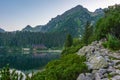 Sunset view of Popradske pleso lake in Slovakia Royalty Free Stock Photo