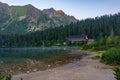 Sunset view of Popradske pleso lake in Slovakia Royalty Free Stock Photo