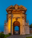 Sunset view of Porta Pia in Italian town Ancona... Royalty Free Stock Photo