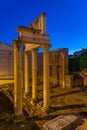 Sunset view of Portico del Foro in Merida, Spain.