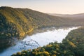 Sunset view of the Potomac River, from Weverton Cliffs, near Harpers Ferry, West Virginia Royalty Free Stock Photo