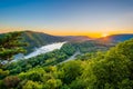 Sunset view of the Potomac River, from Weverton Cliffs, near Harpers Ferry, West Virginia Royalty Free Stock Photo