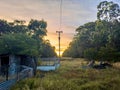 Sunset view with powerlines in the late afternoon near Emmaville, Australia.