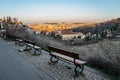 Sunset view of Prague,Czech Republic. Prague panorama.Beautiful sightseeing on sunny spring day.Amazing European cityscape.Red Royalty Free Stock Photo