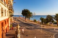 Quai Rauba Capeu promenade aside Colline du Chateau Castle Hill and historic Swiss Hotel in Nice on French Riviera in France Royalty Free Stock Photo