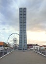 Sunset view on the raised drawbridge