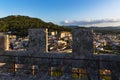 Sunset view from the ramparts of the castle on the town of Capdepera Majorca Royalty Free Stock Photo