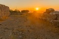 Sunset view of the remains of the crusader Belvoir Fortress