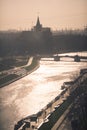 Sunset view of the River Pregolya Pregel and Koenigsberg Cathedral Royalty Free Stock Photo
