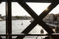 Sunset view of riverside in Porto with famous iron bridge in the front, Portugal Royalty Free Stock Photo