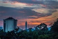 Sunset view from rooftop in jakarta Royalty Free Stock Photo
