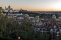 Sunset view of Royal Palace and Almudena Cathedral in City of Madrid, Spain Royalty Free Stock Photo