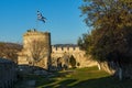 Sunset view of Ruins of fortress in Kavala, Greece