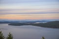 Sunset view of the Saanich inlet and gulf islands in Vancouver Island Royalty Free Stock Photo