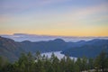 Sunset view of the Saanich inlet and gulf islands in Vancouver Island Royalty Free Stock Photo