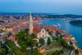 Sunset view of Saint Euphemia church in Croatian town Rovinj