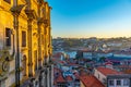 Sunset view of saint Lawrence church and Palacio da Bolsa at Porto, Portugal Royalty Free Stock Photo