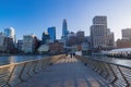 Sunset view of the San Francisco skyline from Pier 14 Royalty Free Stock Photo