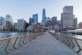 Sunset view of the San Francisco skyline from Pier 14 Royalty Free Stock Photo