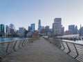 Sunset view of the San Francisco skyline from Pier 14 Royalty Free Stock Photo