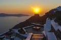 Sunset view of Santorini`s island in Greece Royalty Free Stock Photo