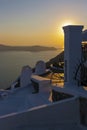 Sunset view of Santorini`s island in Greece Royalty Free Stock Photo