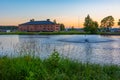 Sunset view of Savonlinna Riihisaari Museum in Finland