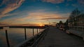 Sunset view from the seaport pedestrian walkway Royalty Free Stock Photo