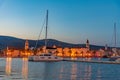 Sunset view of seaside of Croatian town Trogir