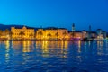 Sunset view of seaside of Croatian town Trogir