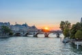 Sunset view of Seine river in Paris, France. Architecture and landmarks of Paris. Postcard of Paris Royalty Free Stock Photo
