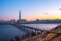 Sunset view of Seoul city skyline in Seoul, Korea