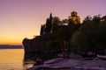 Sunset view of the shore, old city of Ohrid Royalty Free Stock Photo