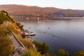 Sunset view of the shore, old city of Ohrid Royalty Free Stock Photo