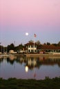 Sunset view of Shoreline Park Lake in evenings, Mountain View, California, USA