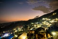 Sunset view from sikles, Nepal with local town