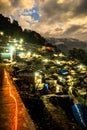 Sunset view from sikles, Nepal with local town