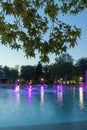 Sunset view Singing Fountains in City of Plovdiv Royalty Free Stock Photo