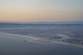 Sunset view of sky from a window seat in an airplane Royalty Free Stock Photo