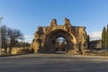 Sunset view of The South gate know as The Camels at roman fortifications in ancient city of Diocletianopolis, town of Hisa