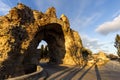 Sunset view of The South gate know as The Camels at roman fortifications in ancient city of Diocletianopolis, Bulgaria